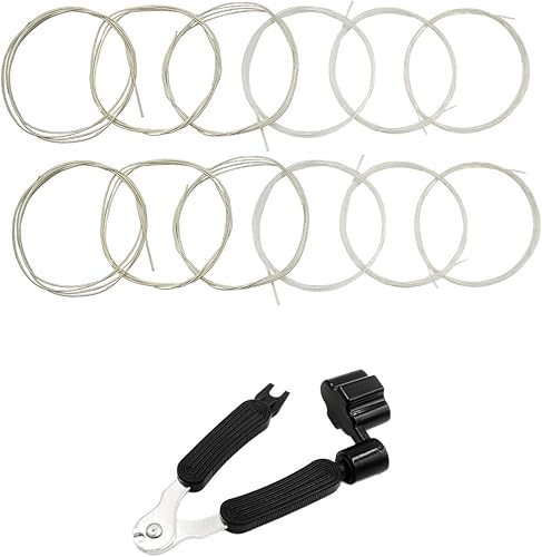 Cuerdas de guitarra clásica de nylon transparente 2 sistemas completos, con cortador de bobinadora Pin Extrler 3 en 1 herramienta de encordado