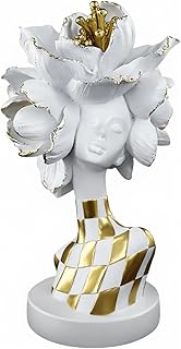 12 Bedroom Dresser Decor Ideas for Clean Stylish Organization 74 White and Gold African Lady Sculpture – Elegant Resin Figurine with Flor...