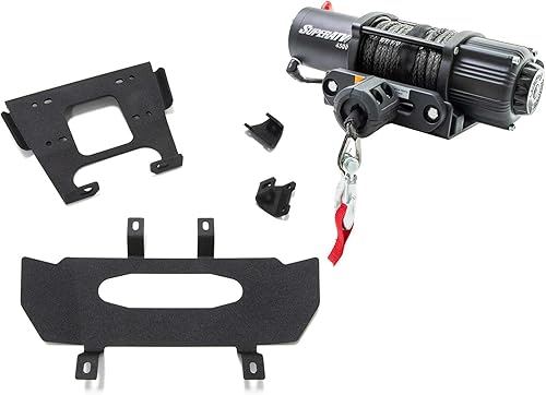 Miniatura 9 de SuperATV - Cabrestante de 3500 libras con placa de montaje de cabrestante resistente para Polaris RZR Trail 900  S 900  S 1000  Chapado de acero de