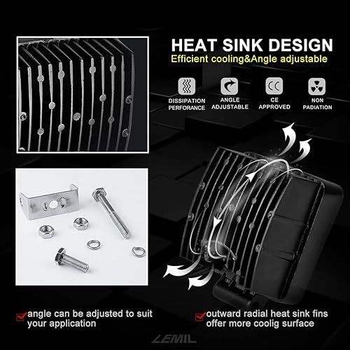 Miniatura 5 de LEMIL - Luz de trabajo LED de 48 W 5D, 12 V, luz de inundación, impermeable, para SUV, camión, barco, barra de lámpara, 12 V, 24 V (2 unidades)