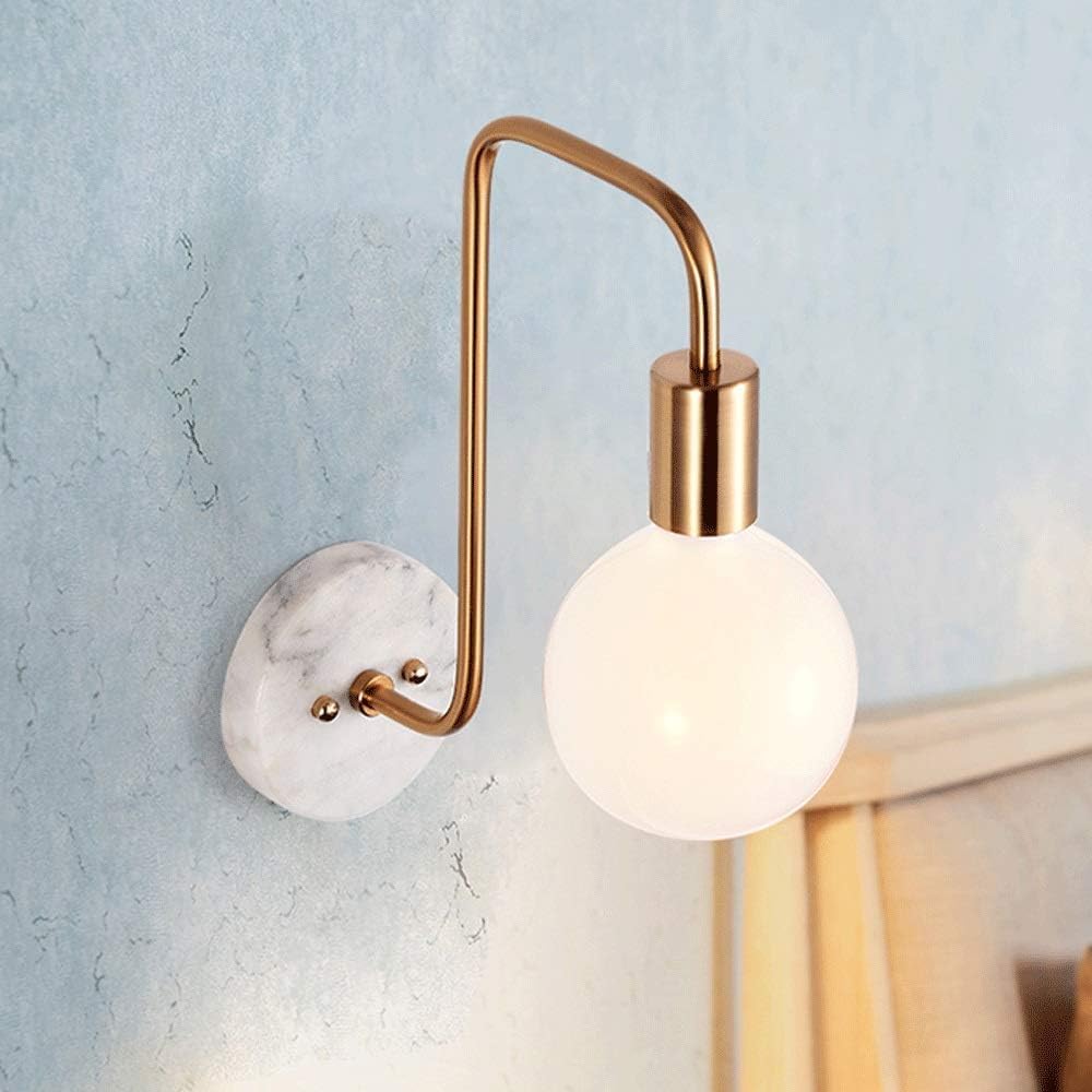 VGTLAKEX Wall Light Gold Metal Sconce with Glass Globe Lampshade Geometric Flush Mount Lamps E27 Interior Lights for Living Bedroom