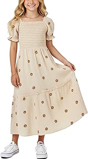 Sunny Spirit Girls Maxi Dress Tween Dresses for Girl Spring Summer Boho Floral Short