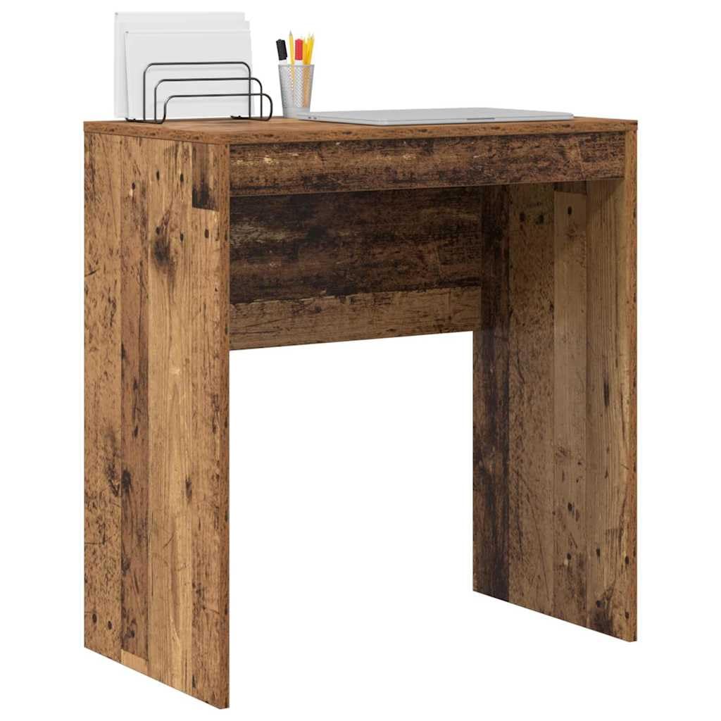 Scrivania in legno anticato, 70 x 40 x 76 cm, compatta, per casa, ufficio, gaming, postazione di lavoro, ergonomica, salvaspazio, con ripiano, ideale per studio