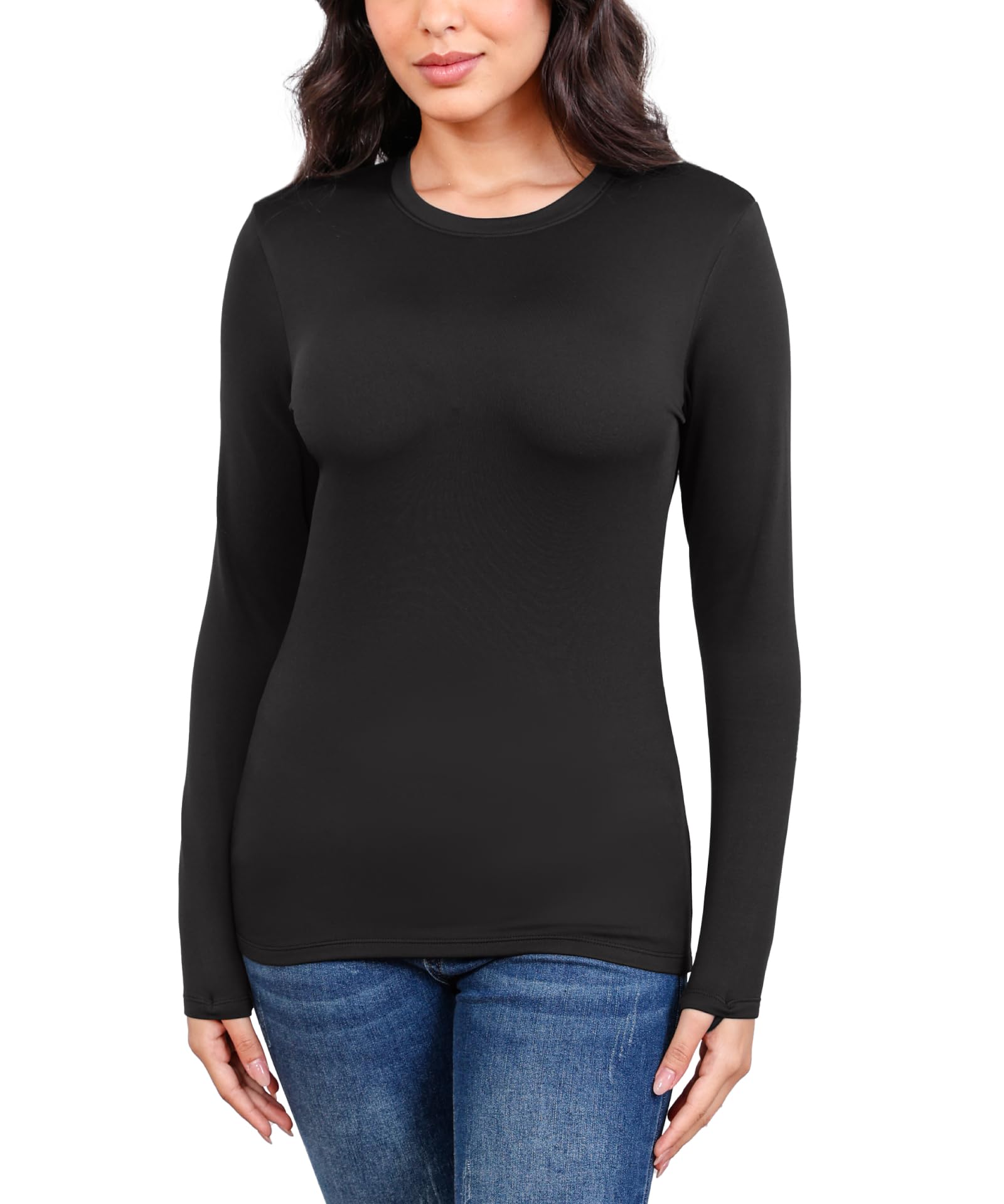 HUGE SPORTS Camiseta térmica para mujer – Manga larga transpirable, ropa interior técnica para esquí/senderismo, Quick-Dry, otoño-invierno