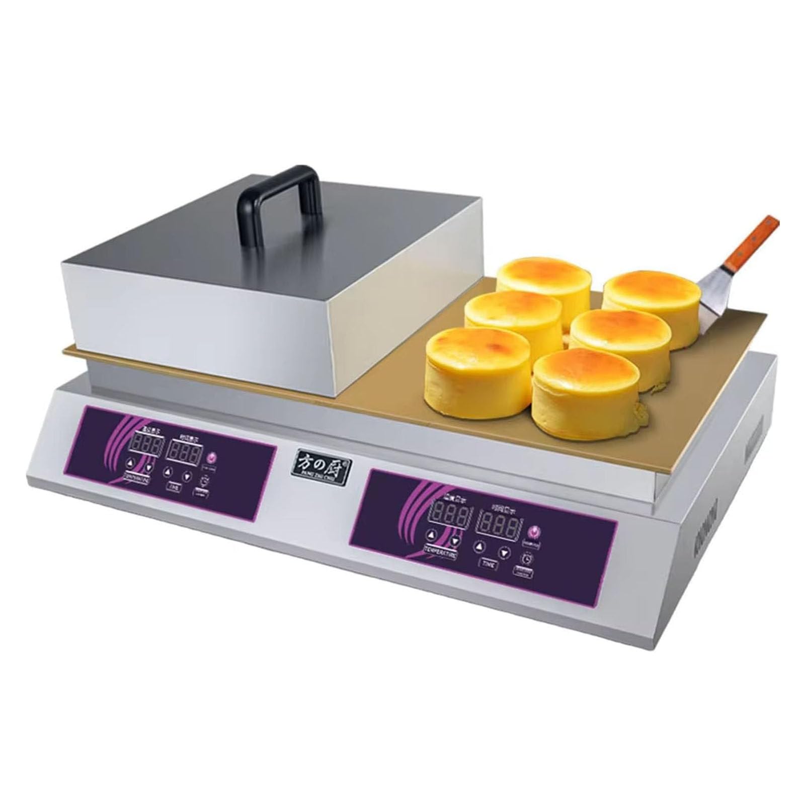 PixCy Home & Commercial Electric Soufflé Waffle Maker,Nonstick Stainless High Efficiency Quick Heating Griddle, Japanese Fluffy Pancake Dorayaki Maker for Breakfast Dessert Shop Doublehead