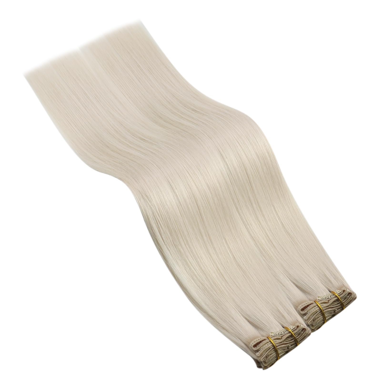 Ugeat Przedłużanie Włosów Clip in, Włosy Ludzkie, Platynowy Blond, 50 cm 7 sztuk 120g, Włosy Clip in Extensions Blond, Remy Naturalne Proste