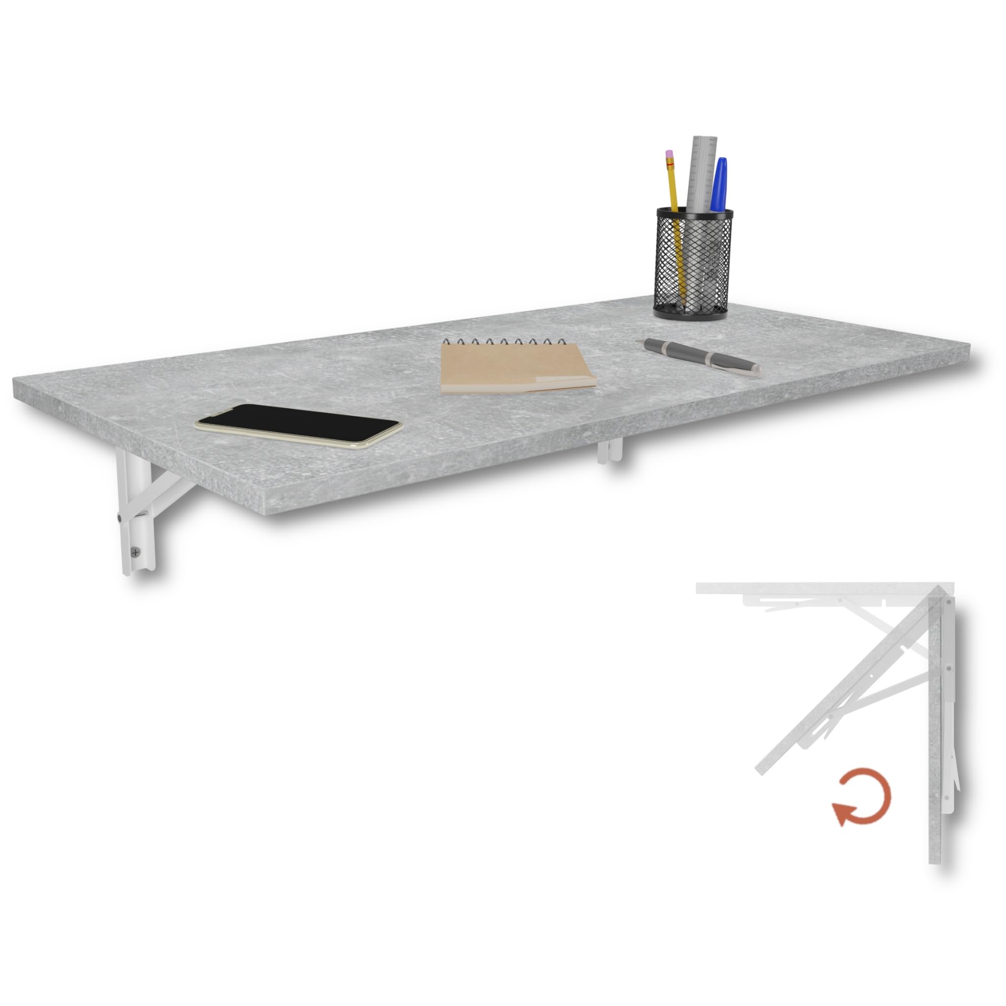Inklapbare wandtafel Bureautafelblad in wit Inklapbare eettafel Keukentafel voor aan de muur Bartafel Statafel Wandtafel Inklapbare tafel voor aan de muur op kantoor Keuken-80 * 50 * 1.6 cm-Wit