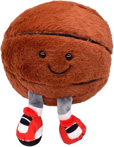 flejfcnk 9.8 "/25cm Basketball Plush Pillow, Basketball Plush Toy,Basketball Plush Toy Sport Theme Plushie Soccer Stuffed Toys,Basketball Shaped Throw Pillows Gift For Boys Kids