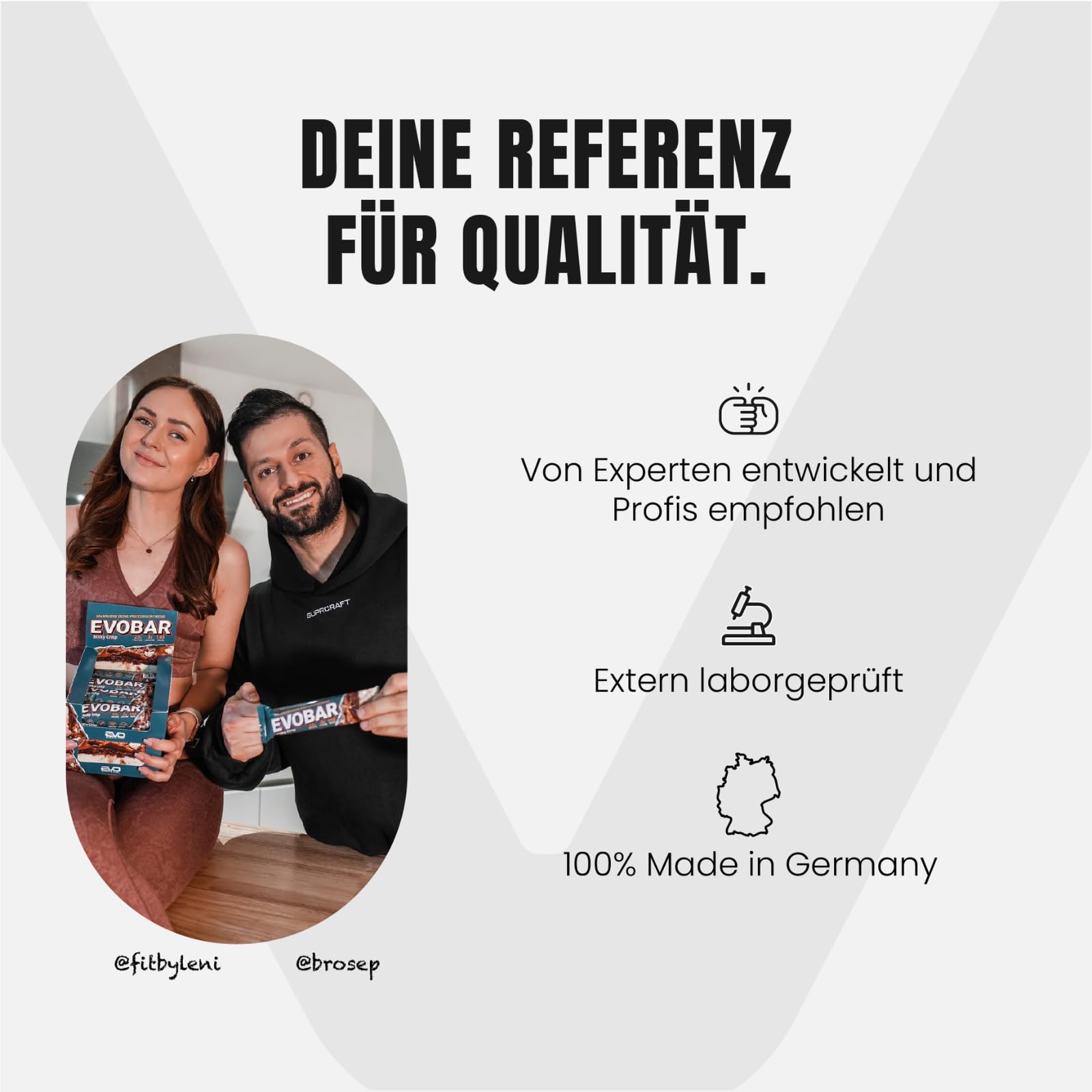 EVO SPORTS FUEL EVOBAR Milky Crisp Protein Riegel | 12 x 60g | ZERO palmöl Eiweißriegel mit 23g protein pro Bar | geprüfte Qualität | Made in Germany (1er Pack)