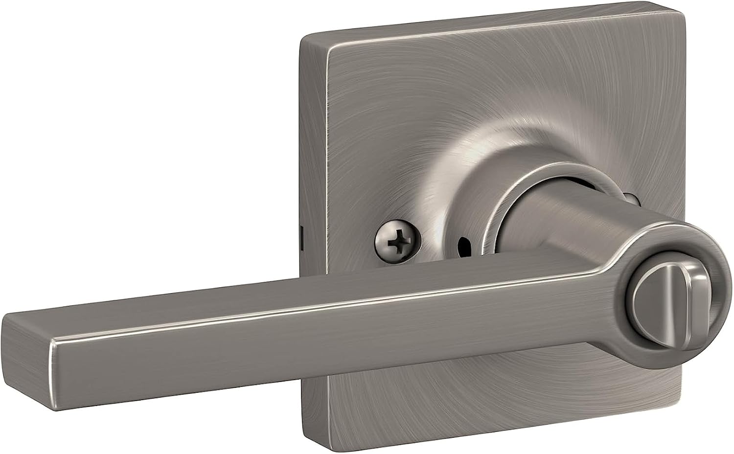 Straight Lever with Square Trim Bedroom and Bathroom Door Handle, Satin Nickel Finish, 12 Pack