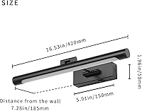Vista 6 de Joosenhouse Luz de imagen funciona con pilas, luces inalámbricas de 16.53 pulgadas para pared, regulable y apagado con temporizador, brazo oscilante