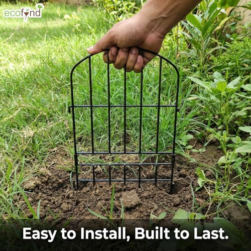 Image of ecofynd (2.3ft H X 5.2ft L) Decorative Garden Fence, 5 Pack Dig Fence Animal Barrier for Dog, Arched Flower Bed Edging, Wire Border Panel for Dogs, Rabbits, Landscape Patio Yard Outdoor Decor, GF7