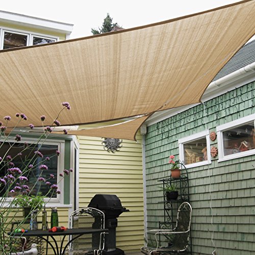 E&K Sunrise 10' X 12' Sun Shade Sail Rectangle Canopy Shade Cover Uv Block For Pergola Patio Backyard Garden Outdoor (Beige) #TOP6