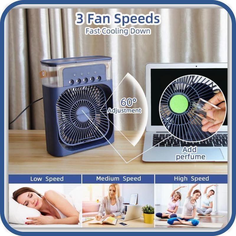 Image of Drumstone 𝟏𝟒-𝐘𝐞𝐚𝐫 𝐖𝐚𝐫𝐫𝐚𝐧𝐭𝐲 -Mini Room Cooler - 5-in-1 Portable Air Cooler with Humidifier, 7-Color LED & Ice Chamber | 3 Fan Speeds, 5 Mist Modes, 600ml Tank | Ideal for Home & Office