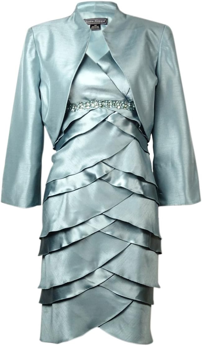 Jessica Howard Women's Petite 2 Piece 3/4 Sleeve Bolero with Dress