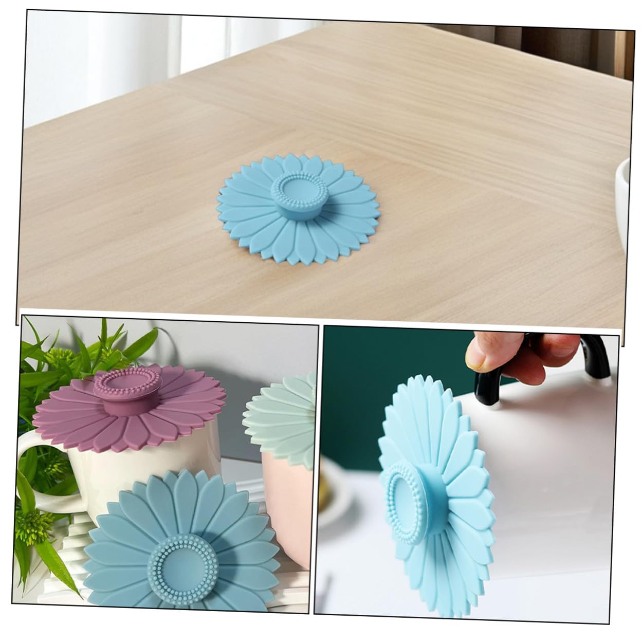 INOOMP 12 pezzi Copri Tazze in Silicone Forma di Girasole Resistenti al Calore Coperchi per Bicchieri Tazze e Boccali Riutilizzabili e Facili da Pulire Accessori Mug Silicone