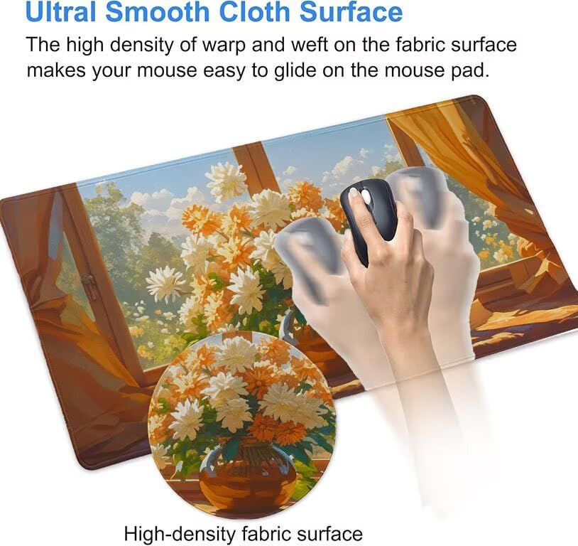 Mouse pad grande gaming de 800x400 mm para PC de escritorio con base de goma protectora 6