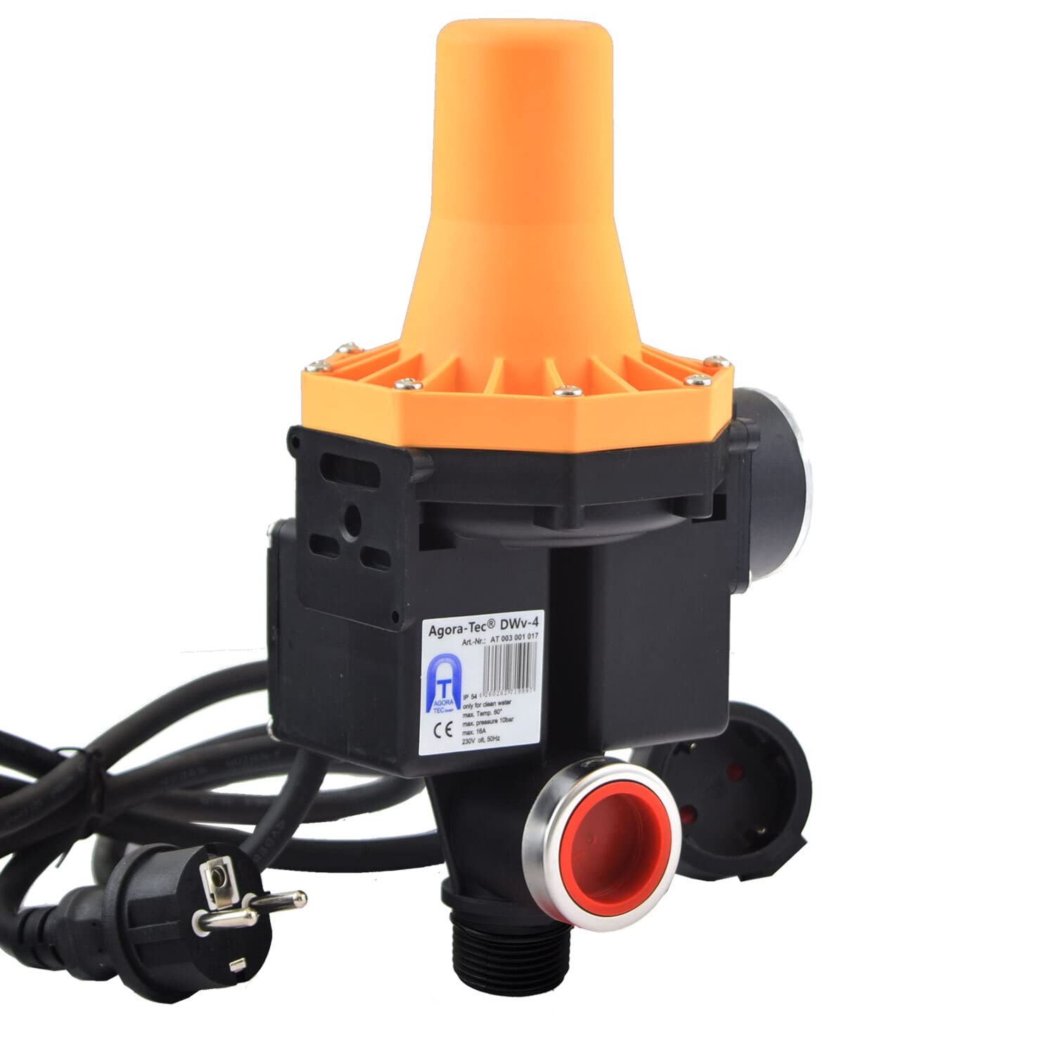 Agora-Tec® Flusso DWv-4, controllo pompa per pompe centrifughe, sommergibili e pozzi profondi, ideale per applicazioni a basso flusso di 1 l/min (servizi igienici e sistemi di irrigazione)