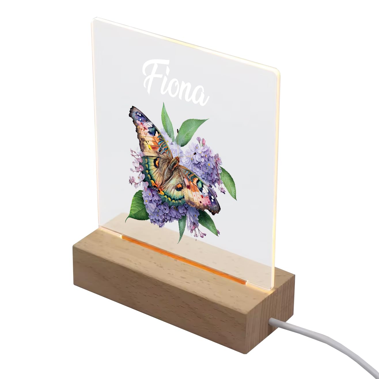 ukgiftstoreonline Personalised Butterfly On Wildflower Gift Night Light Bedroom