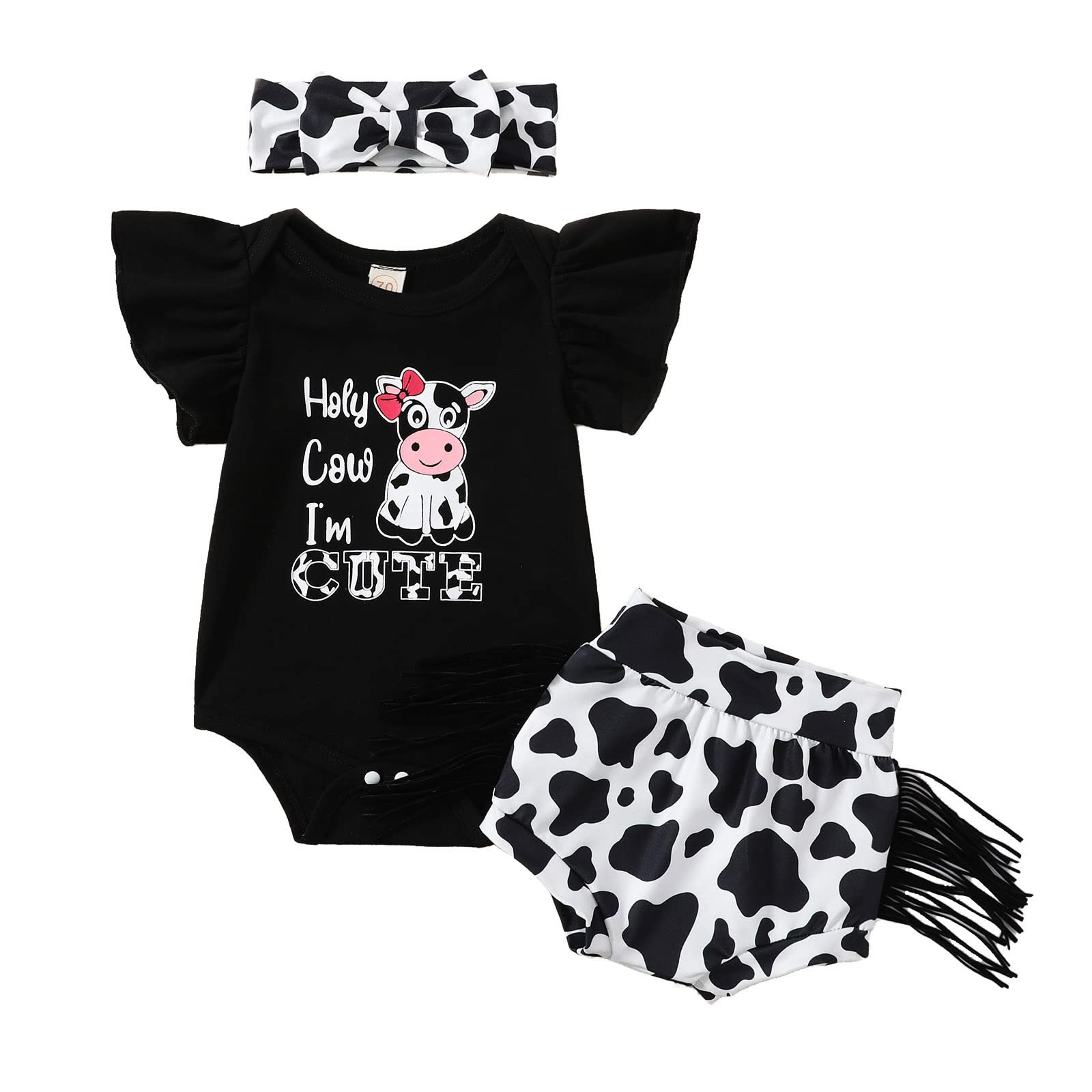 GRNSHTSBaby Girls Clothes Short Sleeve Romper Tassels Shorts Cute Newborn Baby Girl Outfits for Summer 3pcs Gifts