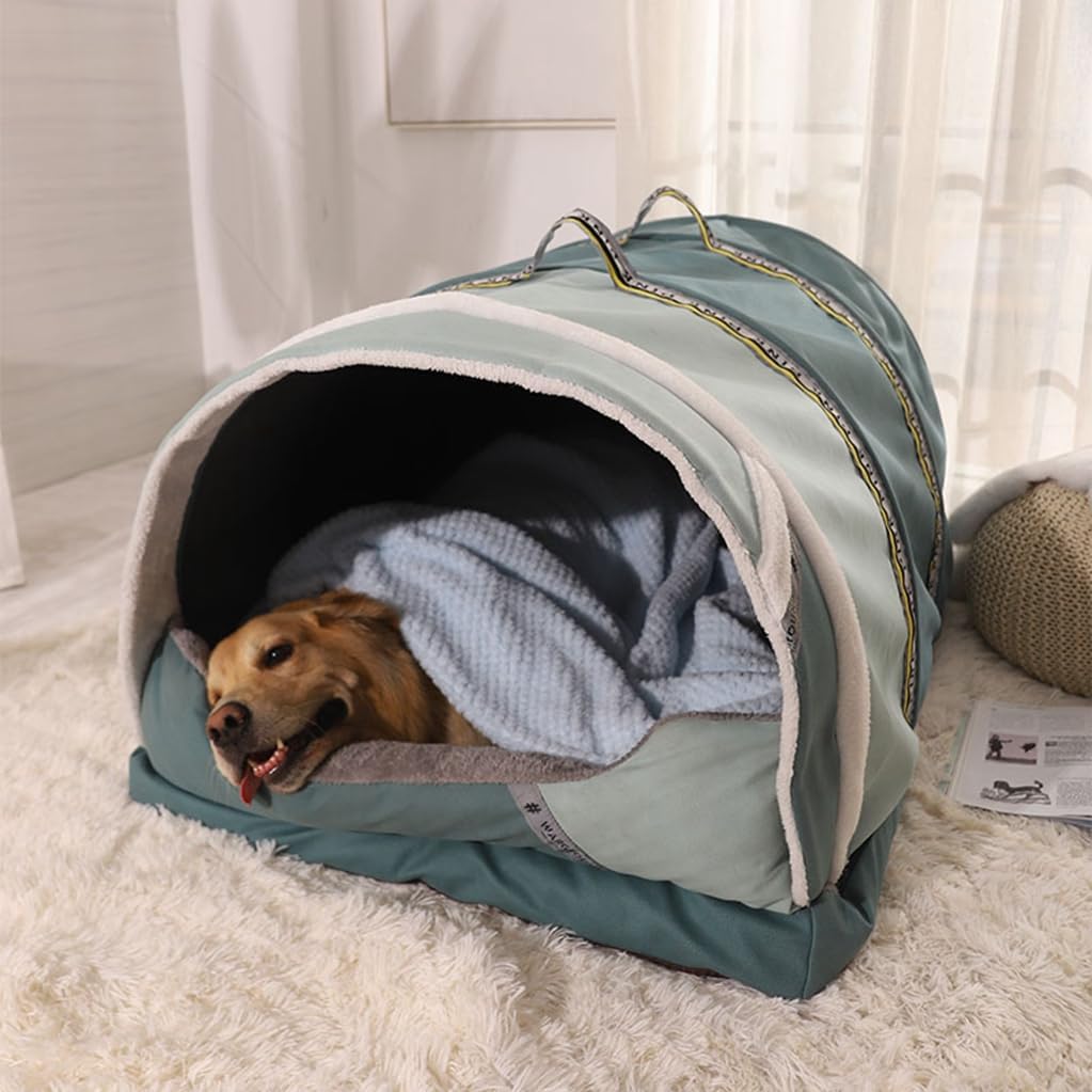 Amazon | 犬 ハウス ドーム ペットハウス ペットハウス 折りたたみ可 犬猫用 室内用 冬用 ふわふわ 洗える クッション付き 犬用 ...