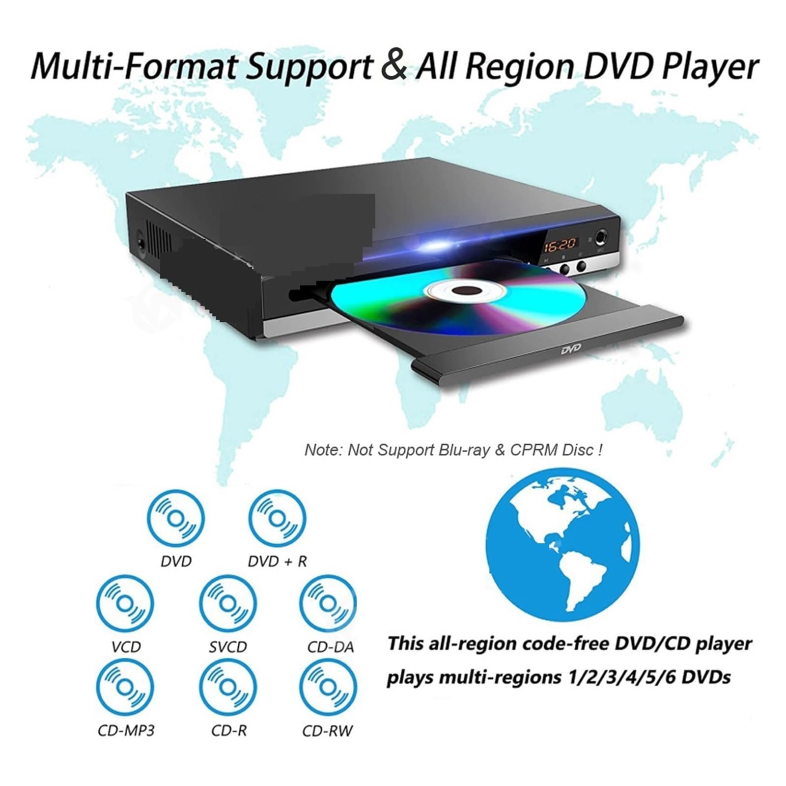 Lettore Dvd Lettore Dvd HD B29 - Lettore CD/EVD/VCD Ad Alta Definizione 1080P con Microfono con Uscita AV E HDMI