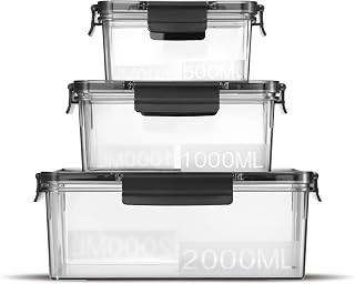 Eclirgan Food Containers with Lids/Lock,Rectangle Food Container Set with Leakproof/BPA Free,Clear Freezer Storage Set for Lunch/pantry/Travel/Deli Food(16/33/67 OZ)