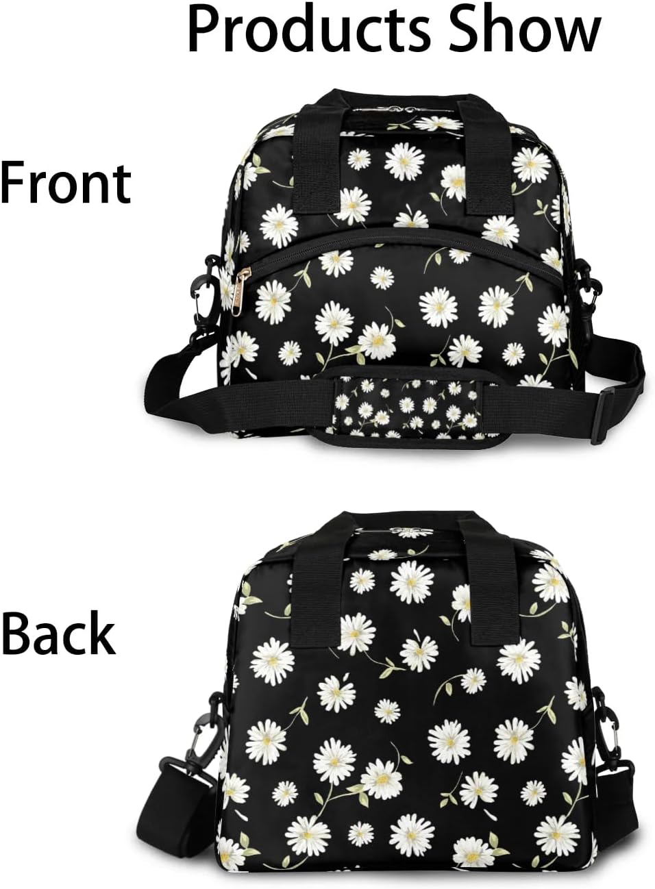 Daisy Leaves Insulated Lunch Bag for Women Men Reusable Lunch Box Cooler Bag Large Leakproof Lunch Tote with Adjustable Shoulder Strap for Adult Work Picnic Camping Beach Office