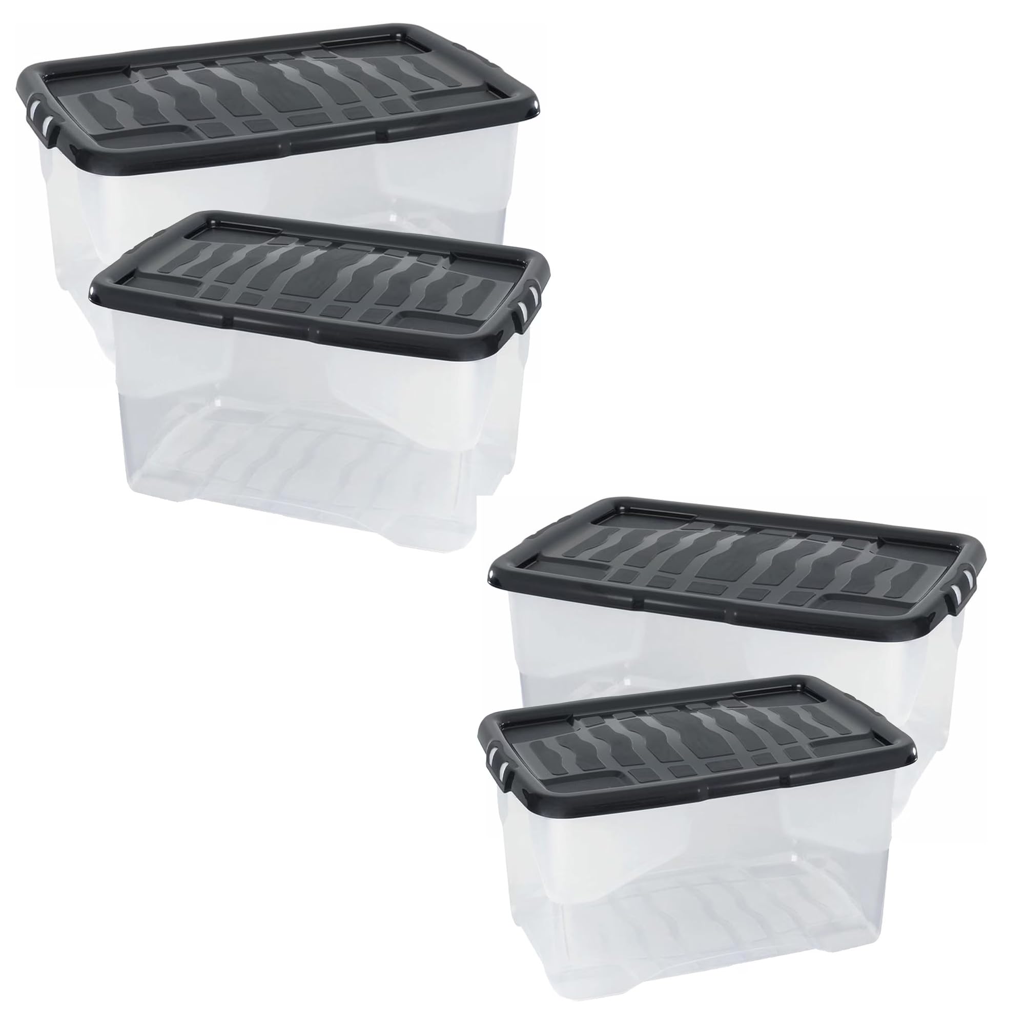 STAR SUPPLIES 4 x 42 Litres Clear Transparent Base Storage Containers