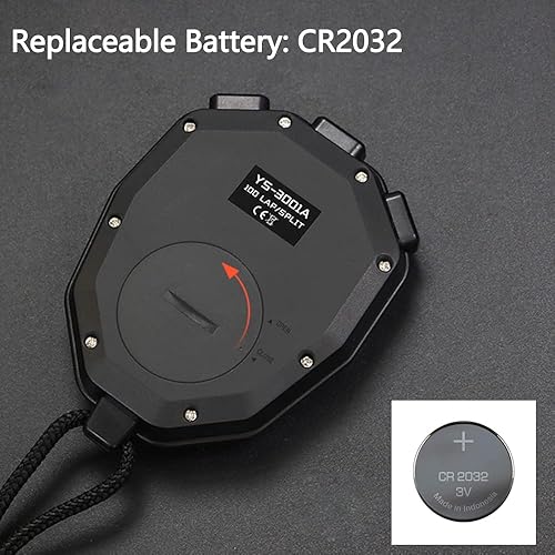 Miniatura 6 de Cronómetro deportivo digital, cronómetro de memoria dividida de 100 vueltas, reloj temporizador, pantalla grande, impermeable, a prueba de golpes,