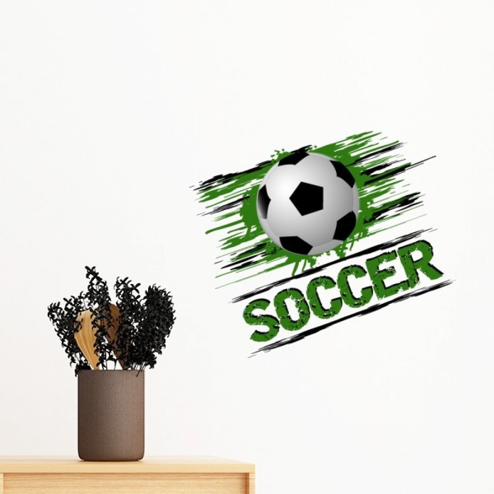 Sticker mural football vert amovible 80cm pour déco de chambre
