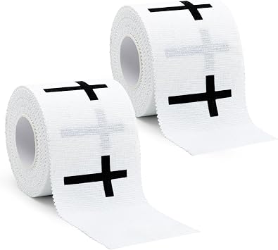 ANJAYLIA 2 Pack Christian Athletic Tape with Cross, 2IN x 23FT Cotton Sports Tape for Wrist and Ankle Support, Faith Wrap for Football, Baseball, Gymnastics, First Aid and Gift Use