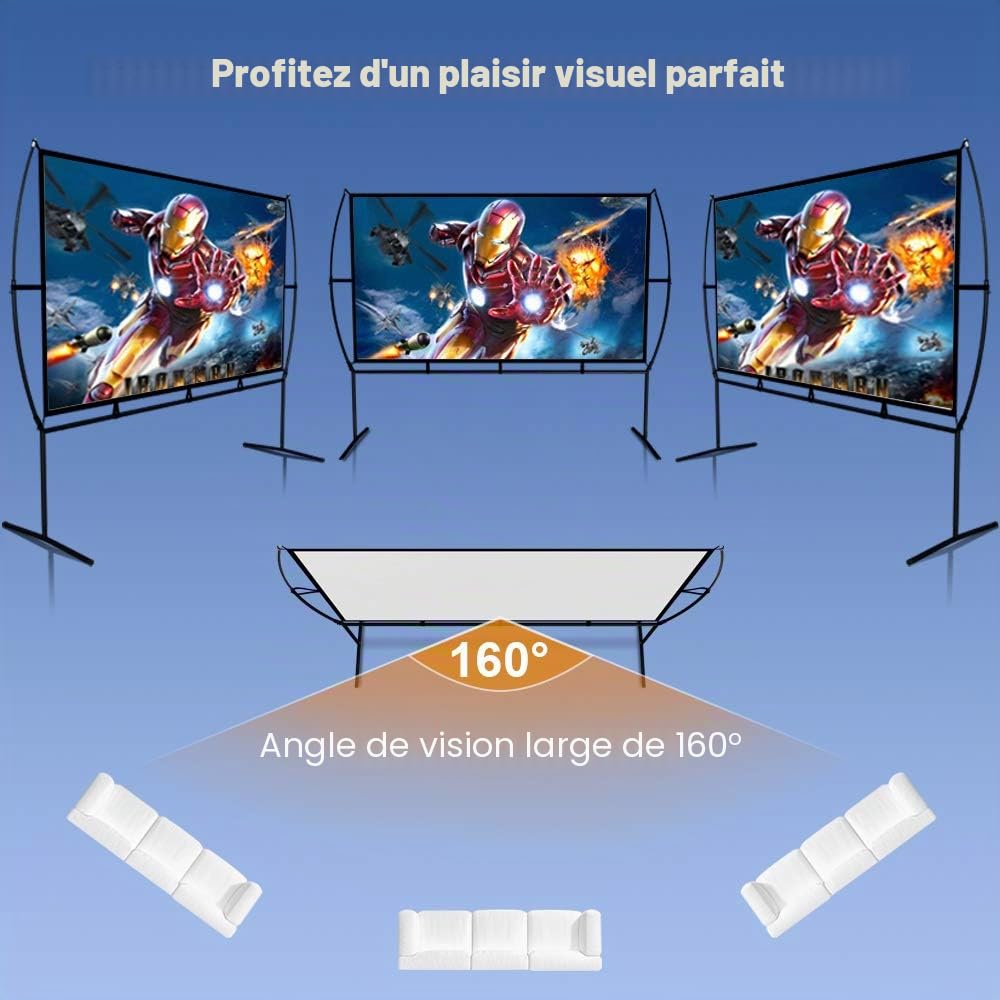 Écran de projection mobile - 339 x 270 cm (150'') - 16:9 - Montage et utilisation faciles - Convient pour le home cinéma et l'extérieur