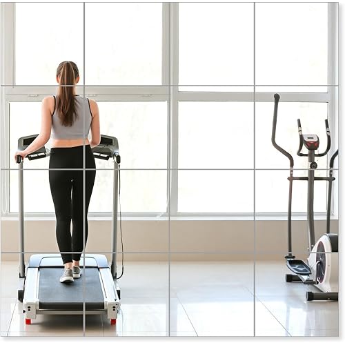 16 Pack 12x12 Inch Shatterproof Acrylic Mirror Tiles, Self-Adhesive Full Body Wall Mirrors for Bedroom, Home Gym, Bathroom & Living Room, Unbreakable Flexible Mirror Sheets