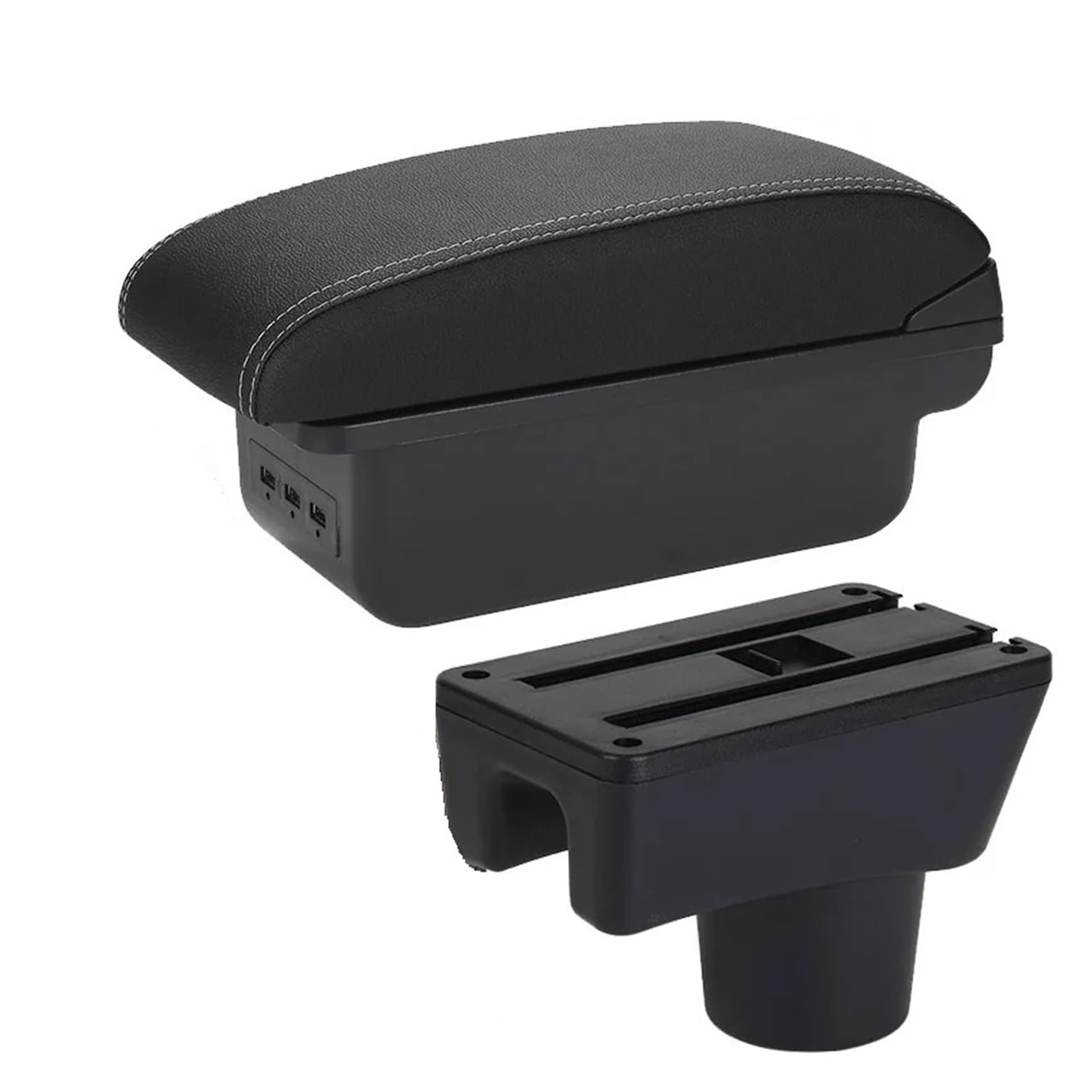 Hguvsjd Armrest Box For Mitsubishi For Attrage For Mirage Car Armrest Storage Box Interior Modification Accessories Car Armrests(B Black white 3USB)