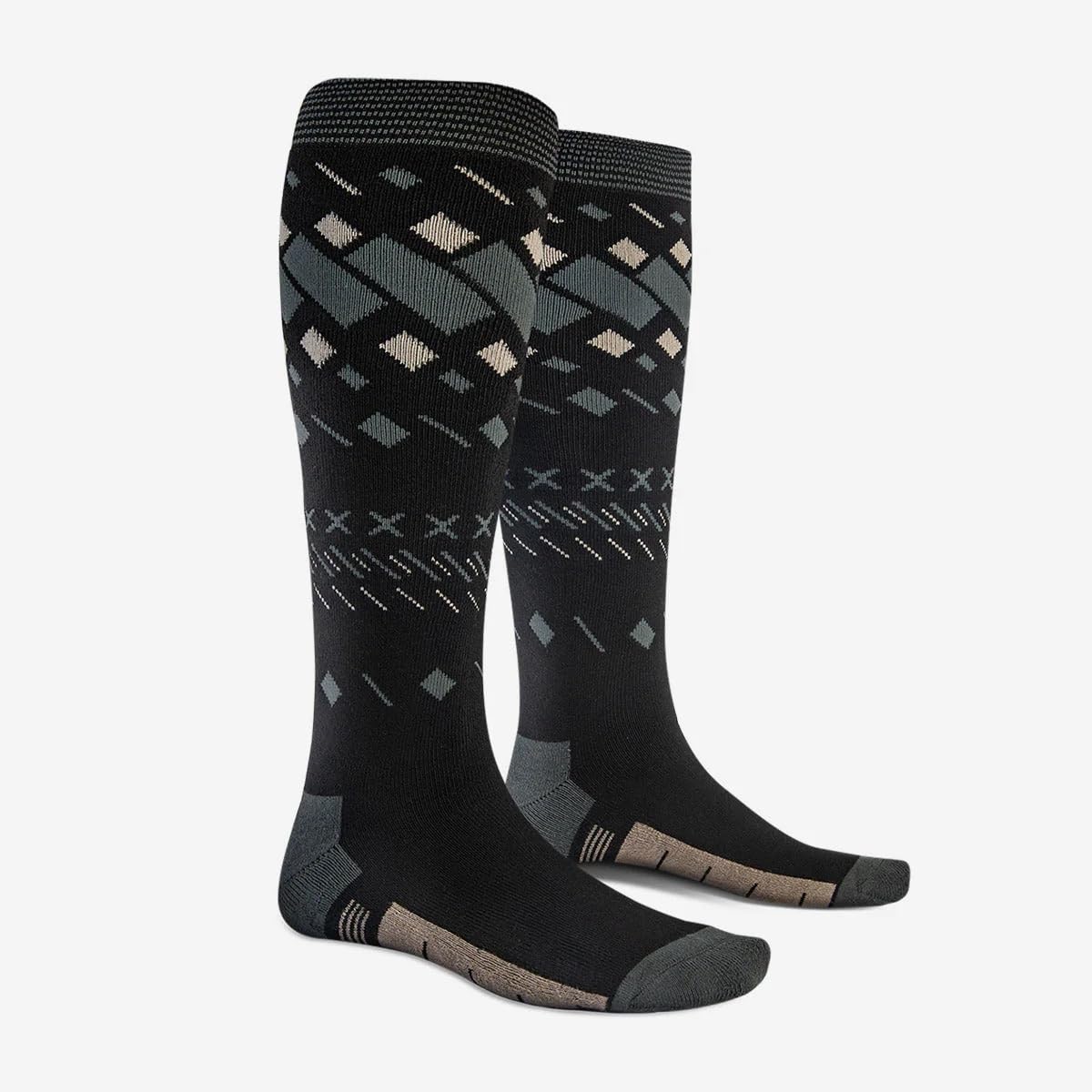 OutdoorMaster Chaussettes de ski thermiques en coton de qualité supérieure – Chaussettes de randonnée pour homme/femme – Lot de 2 paires – respirantes, antidérapantes et résistantes, pour ski