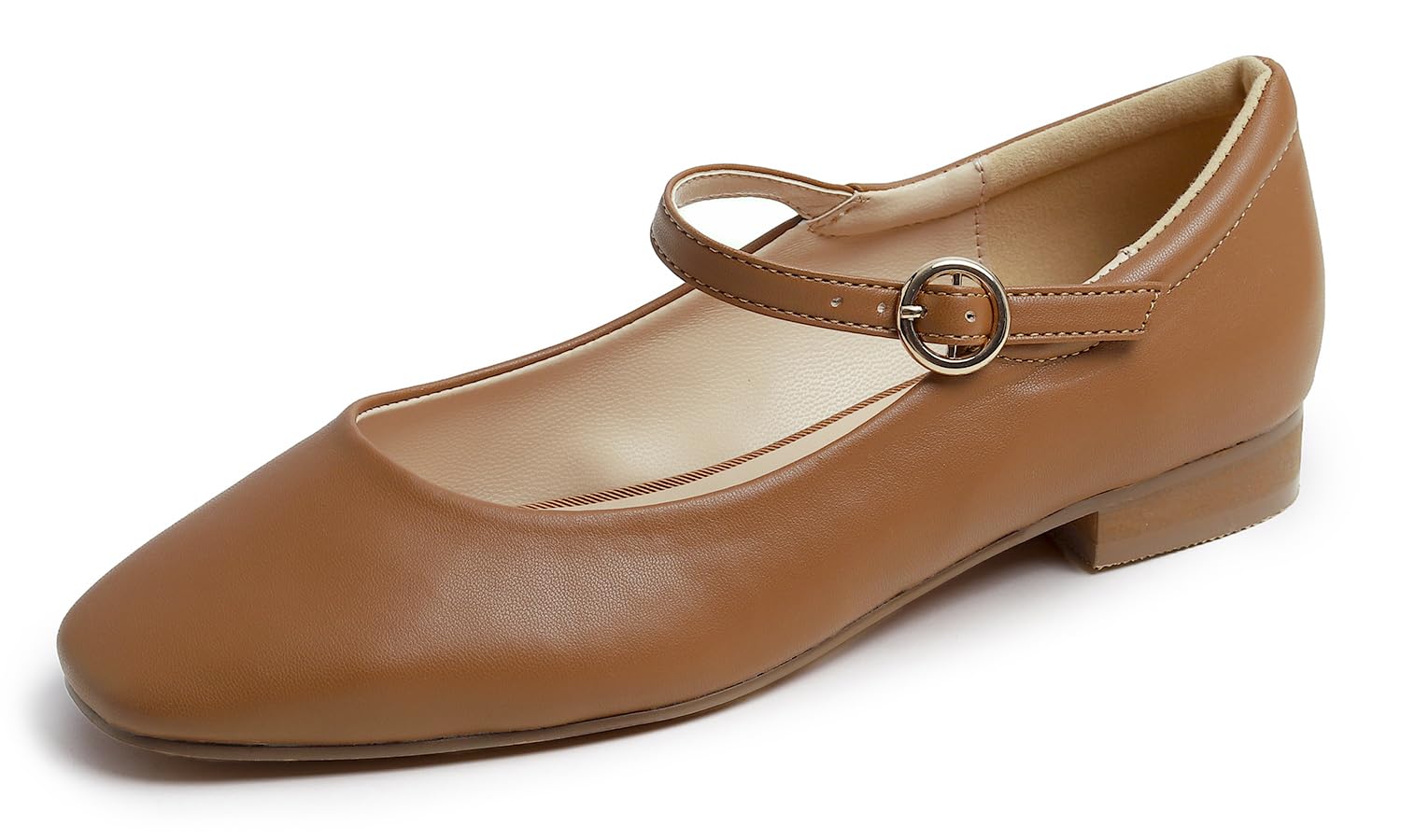 Feversole Women's Square Mary Jane Fashion，Dames élégantes Chaussures décontractées Ballet Plat Bout carré Confortable Marche Quotidienne Mary Jane Chaussures de Mode
