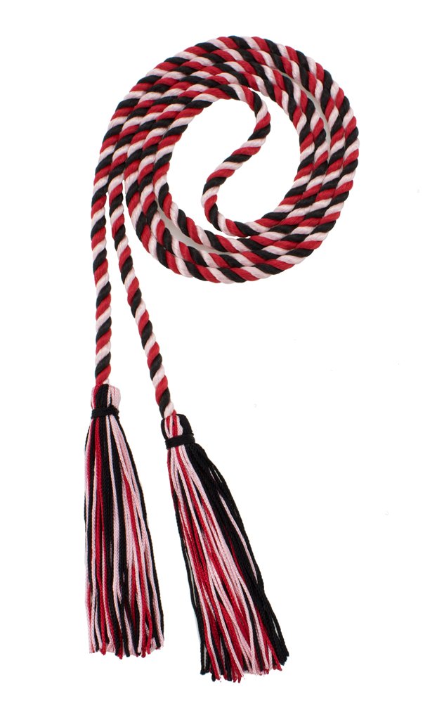 Tassel Depot Graduation Honor Cord - Black/Red/Light Pink - Every School Color Available - Made In Usa