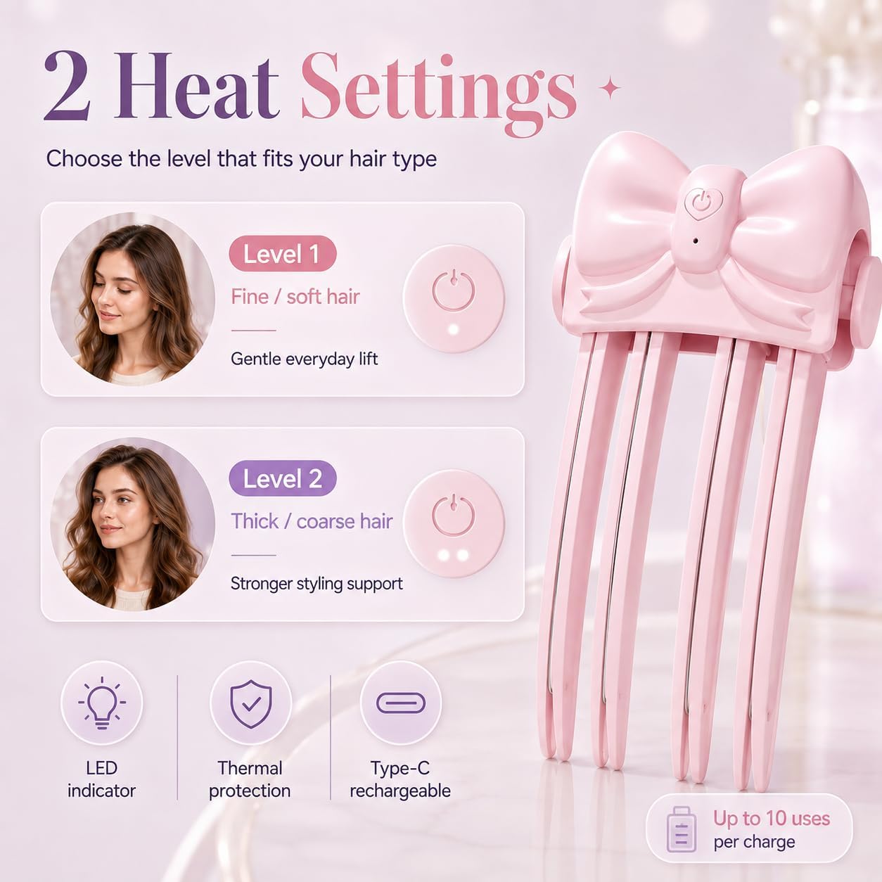 Wireless Heated Volumizing Root Lift Clip, Beheizter Volumen Clips Haare, Heated Root Volume Hair Clip, Instant Hair Ro-ot Fluffing, Wireless Ha-ir Volumizer for Flat Fine H-air，2 Stück D
