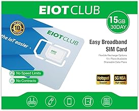 EIOTCLUB Prepaid Data SIM 15GB 30 Days, Data Only Sim Router, Without Contract, 5G/4G LTE, Compatible with Router, Hotspot, Tablet, PC, Coverage in 33 European Countries