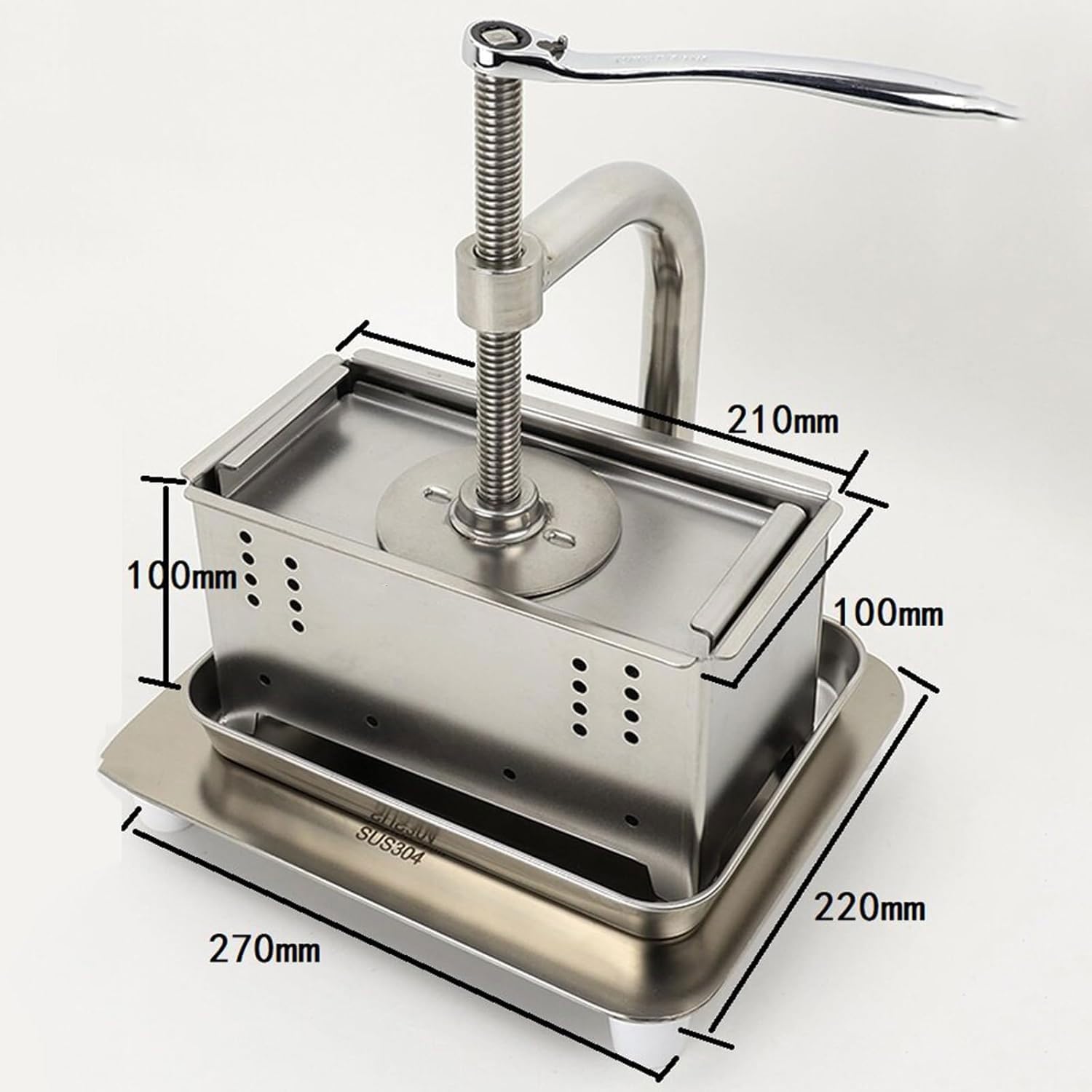 Tofu-Presse, 2 l Edelstahl-Form, leicht zu reinigen und abnehmbar, Hebel-Design für den privaten und gewerblichen Gebrauch, perfekt für Restaurants und Kantinen