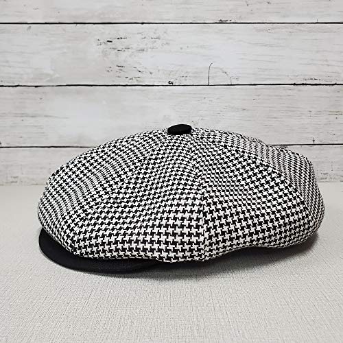 Emstate Linen 8 Panel Applejack Newsboy Cap Made In Usa Many Solid Colors And Patterns (Black Houndstooth) #TOP1