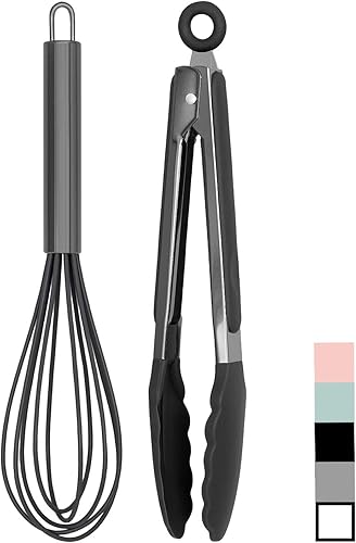 Miniatura 7 de Country Kitchen Juego de utensilios de cocina de 10 pulgadas para utensilios de cocina antiadherentes, accesorios de silicona y acero inoxidable