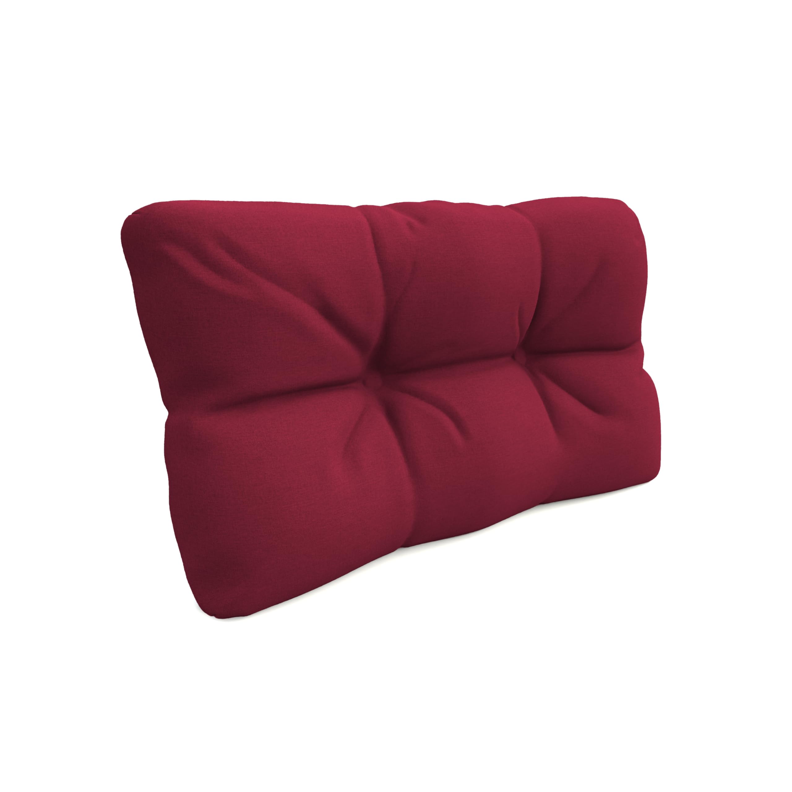POKAR Euro Pallet Quilted Pillow - 1x Side Cushion 60 x 40cm, Garden Pillows, Pallet Garden Sofa Bench Furniture, Patio, Without Pallets, Dark Red