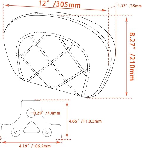 Miniatura 4 de FOVPLUE Almohadilla para respaldo de pasajero para Harley Touring Electra GlideRoad GlideRoad KingStreet GlideStreet GlideTrike Freewheeler