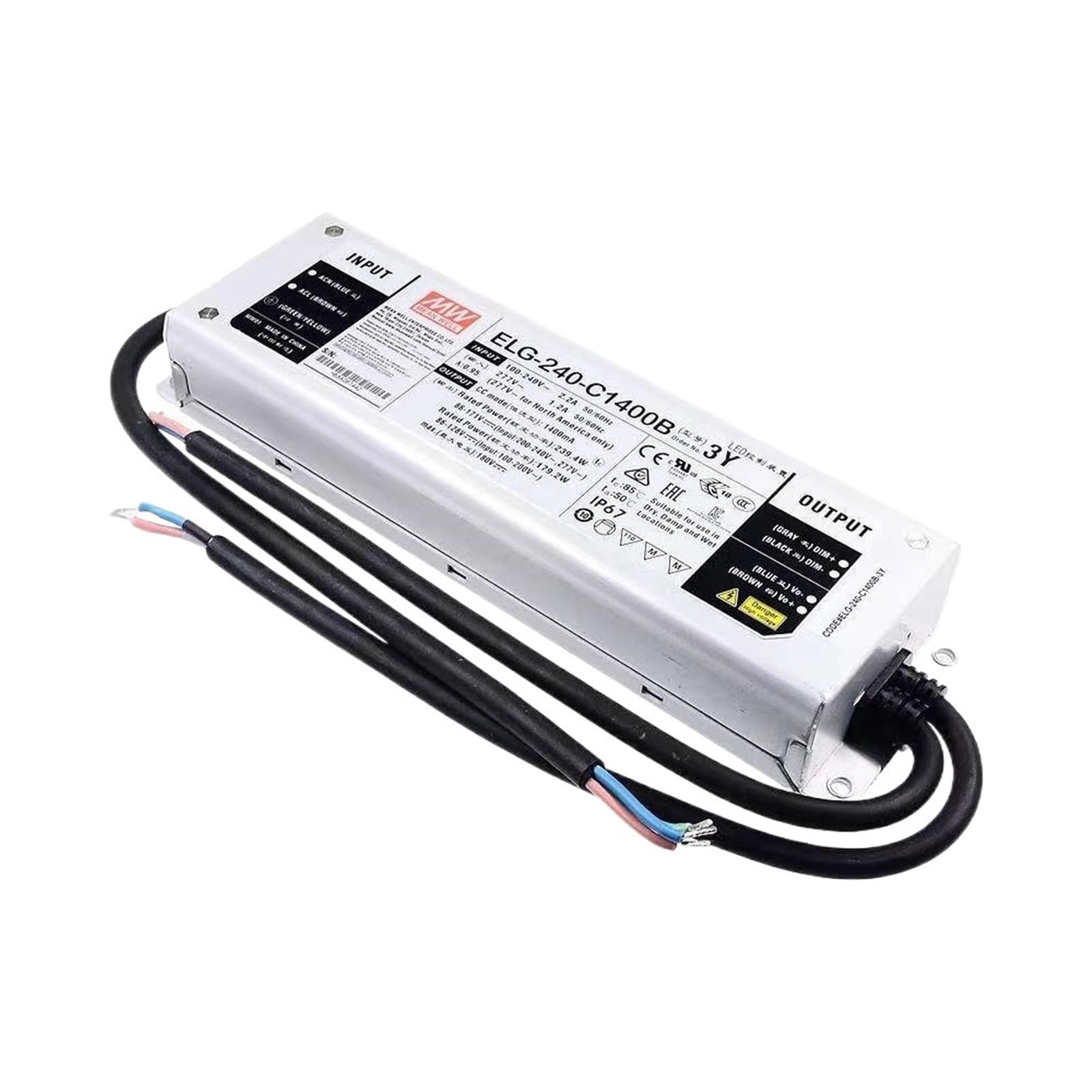 Fcarumiqp Elg-240-C700b Elg-240-C700/1050/1400/1750/2100B-3Y Single Output With Pfc Function Constant Current Led Driver 3 In 1 Dimming Ip67(Elg-240-C700b)