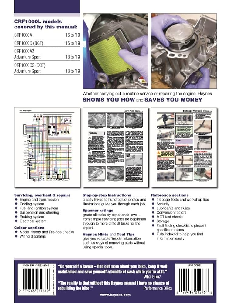HONDA CRF1000L Africa Twin サービスマニュアル Honda CRF1000L Africa Twin from 2016-2019 Haynes Repair