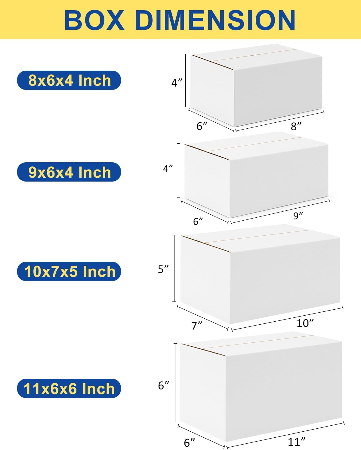 Assorted-Sizes-Shipping-Boxes-40-Pack: 8x6x4 & 9x6x4 & 10x7x5 & 11x6x6 Small-Shipping-Boxes-Mailers, White Corrugated-Cardboard-Boxes-for-Packing-Small-Business Mailing