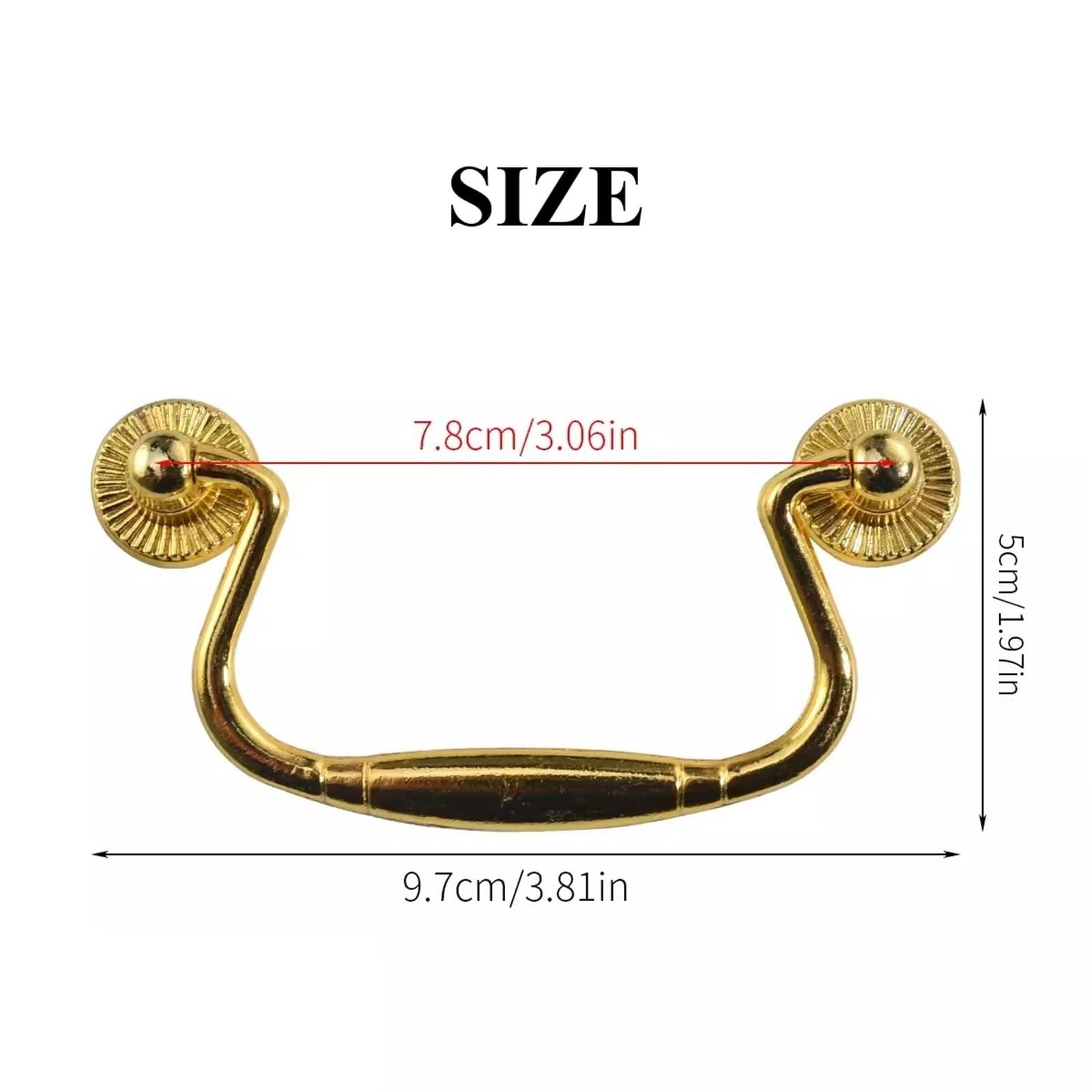 ZAANHA Vintage Zinc Alloy Handles for Cabinets Hole Center 3 Inch Vintage Drawer Pulls Dresser Handles(Gold)