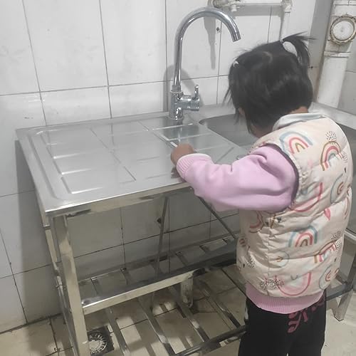 Miniatura 4 de Fregadero de estación de trabajo de un solo tazón de 29.5 x 15.7 x 29.5 pulgadas, fregadero de cocina y lavandería de acero inoxidable, fregadero